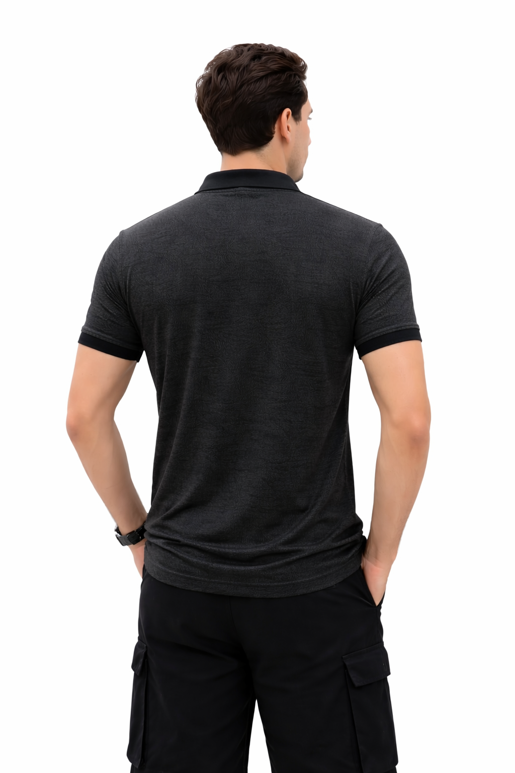 Regal Grid Weave Polo Tee ( Black)