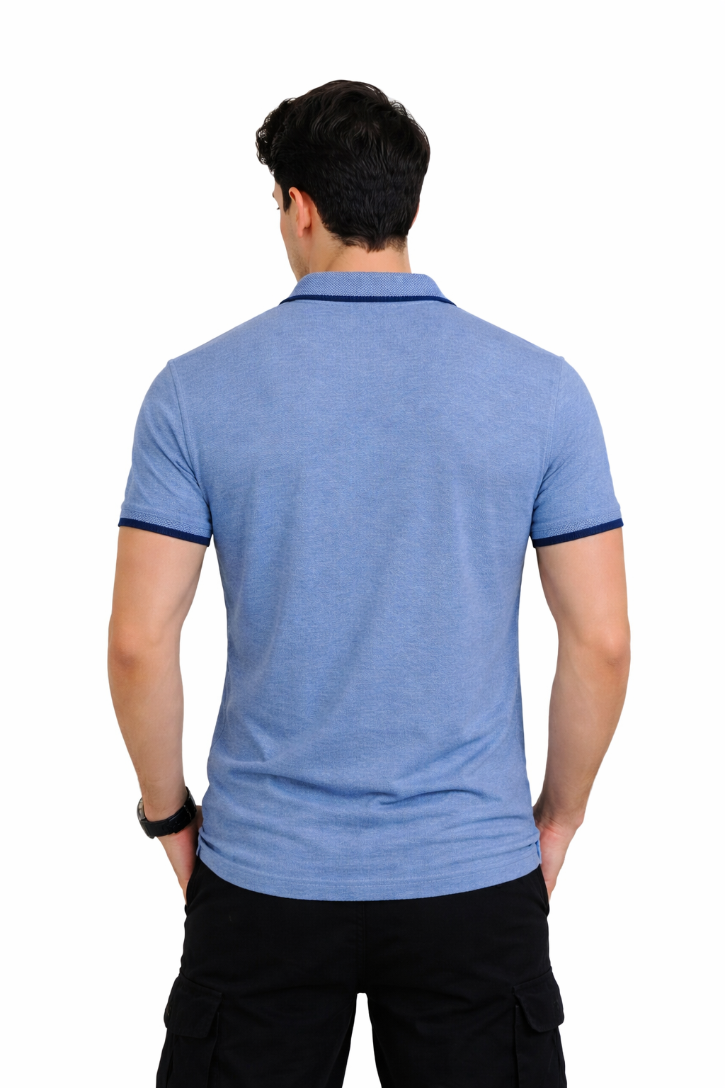 MEN'S Two Tone TEE POLO (Teal Blue)
