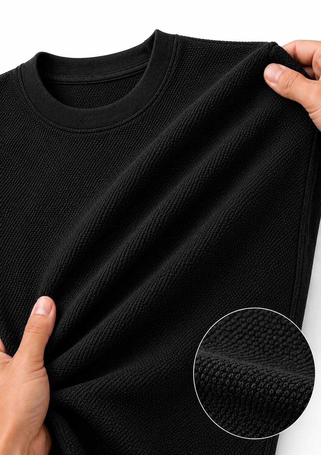 Premium Popcorn Texture Oversized T-Shirt Black