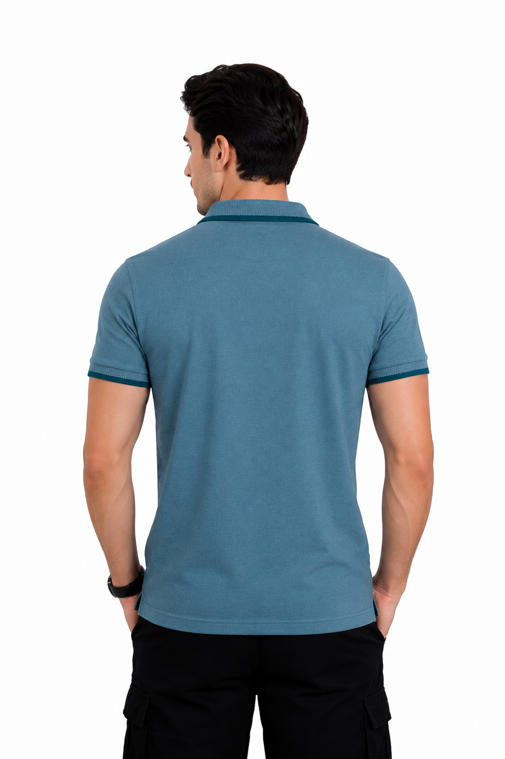 MEN'S Two Tone TEE POLO (Teal Blue)
