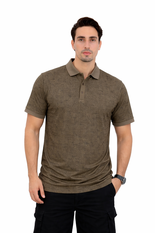 Regal Grid Weave Polo Tee (Ironwood Brown)