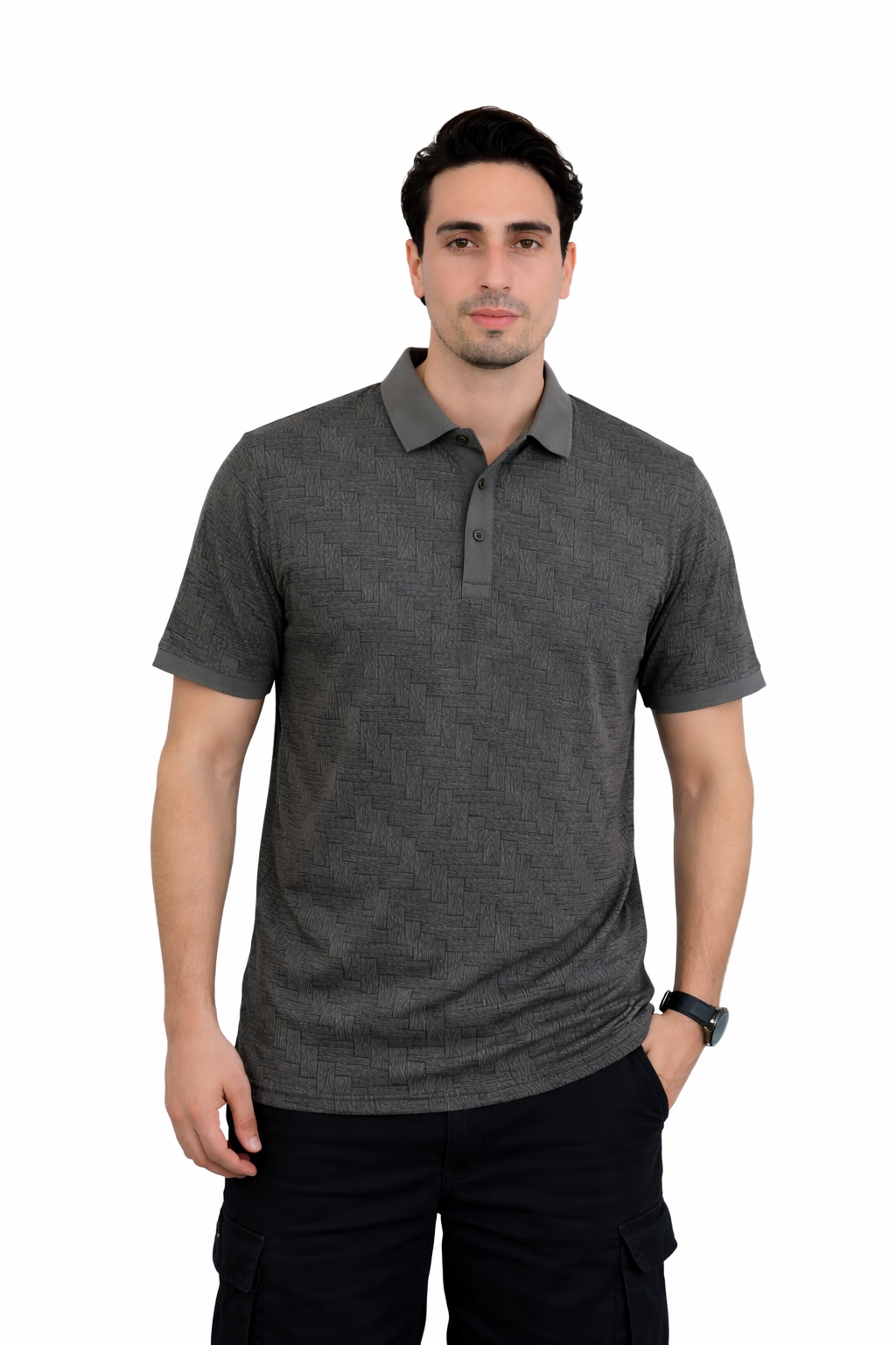 Regal Grid Weave Polo Tee ( Pearl Bush)