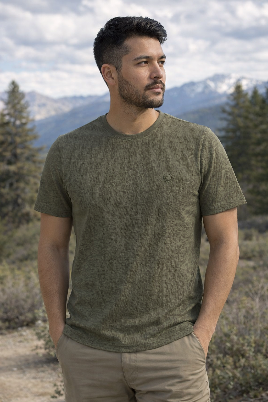 Soft Popcorn Textured Fabric (Olive Green)