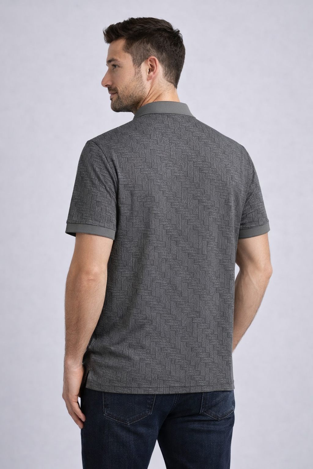 Regal Grid Weave Polo Tee ( Pearl Bush)