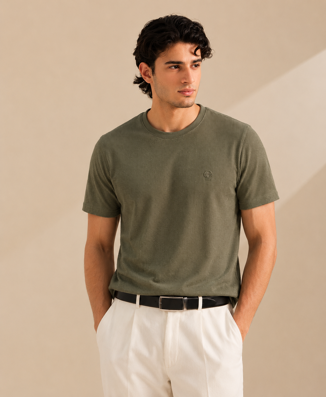 Soft Popcorn Textured Fabric (Olive Green)