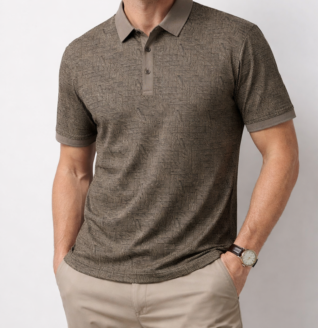 Regal Grid Weave Polo Tee (Ironwood Brown)