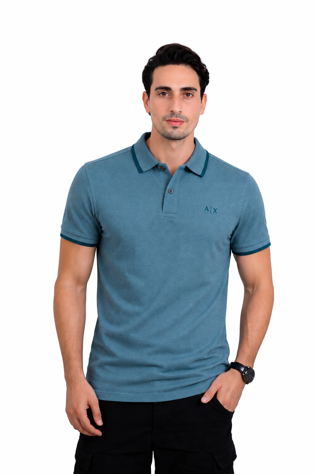 MEN'S Two Tone TEE POLO (Teal Blue)