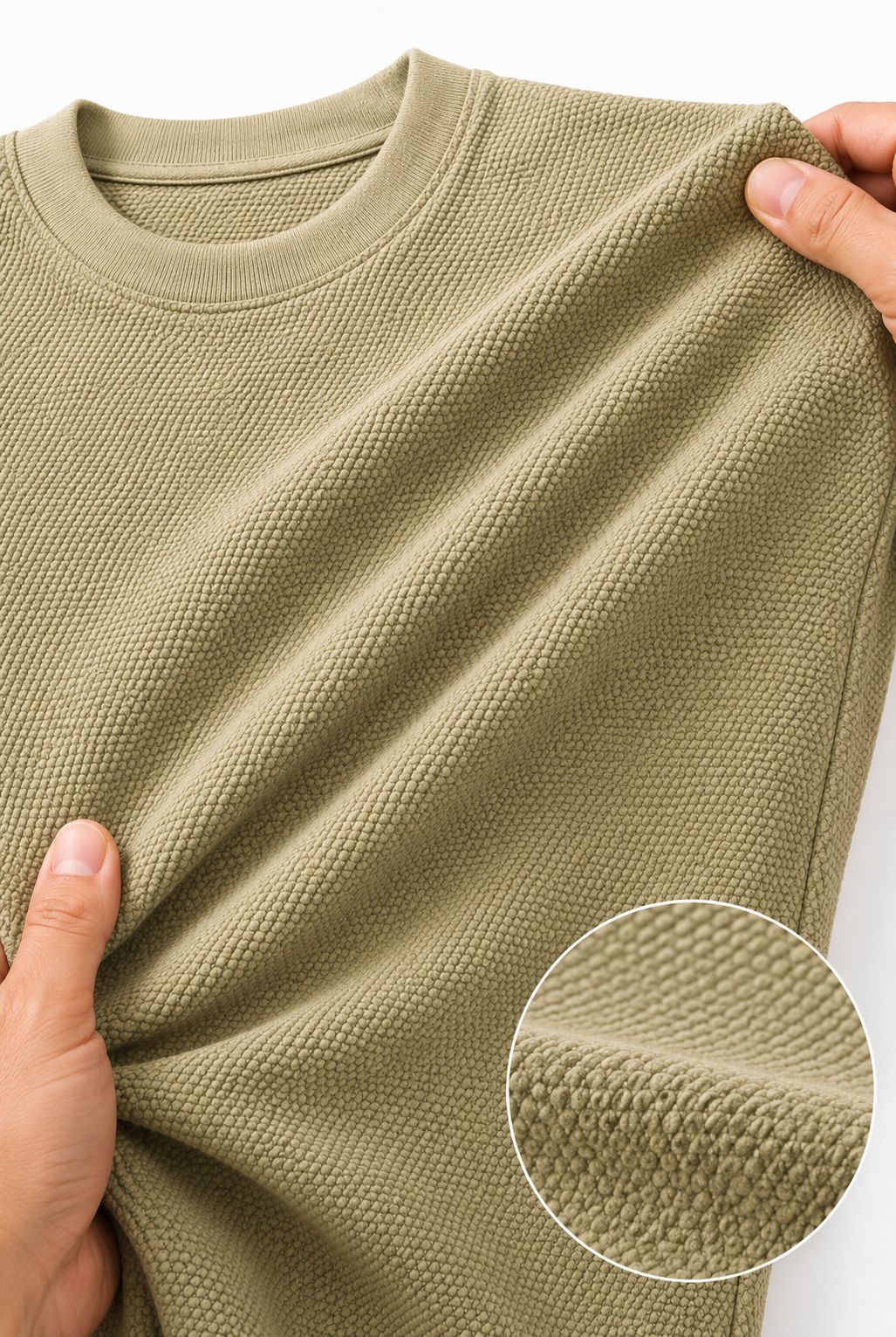 Premium Popcorn Texture Oversized T-Shirt Beige
