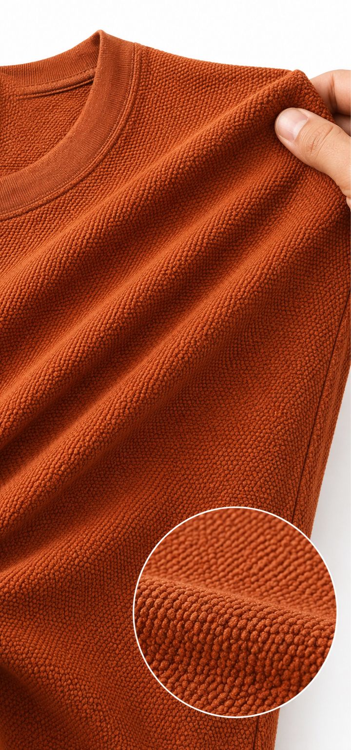 Premium Popcorn Texture Oversized T-Shirt Rust